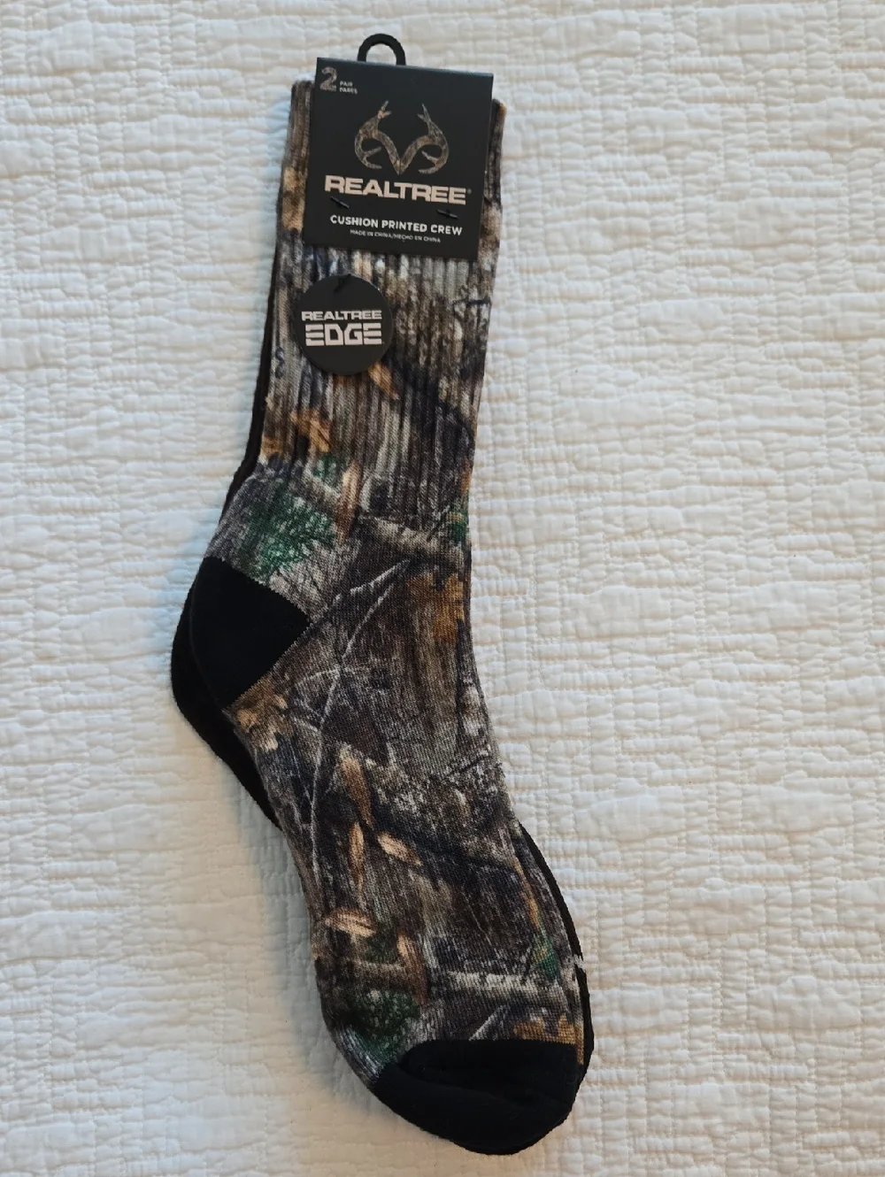 Realtree Edge Camo Crew Socks with Black Accents